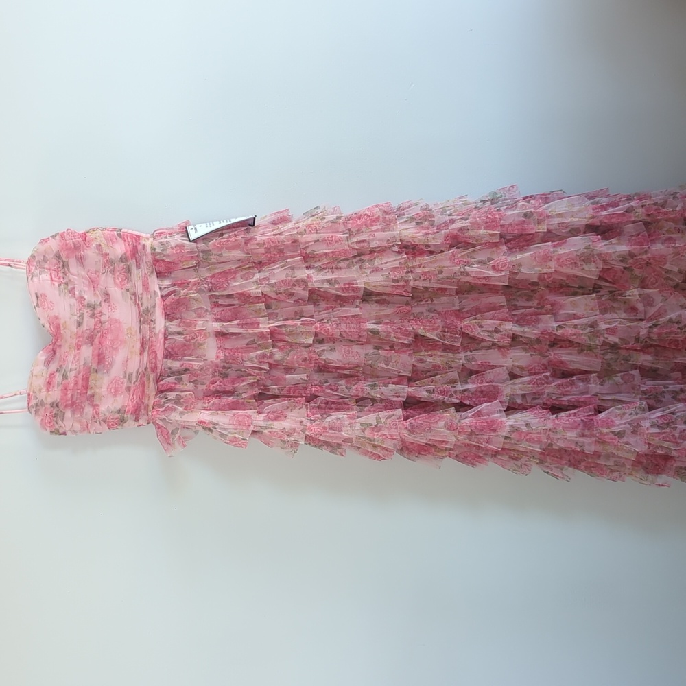 NWT B Darlin Ruffle Tiered Straight Neck Gown